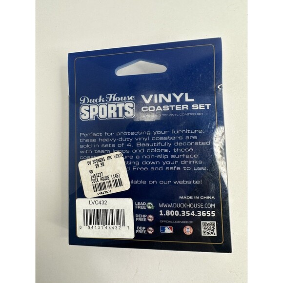 1 - 4 Pack Vinyl Drink Coasters - University of Oklahoma- Sooners - Picture 4 of 4